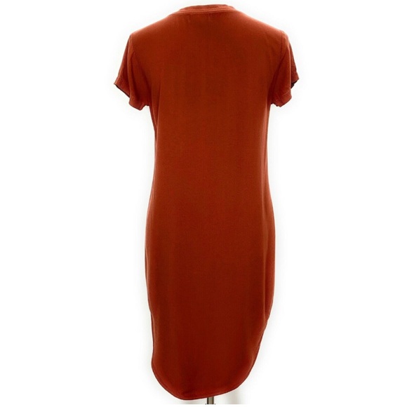 Anthropologie Cloth & Stone V Neck Tunic Tee Shirt Dress Burgundy Red - Picture 4 of 5